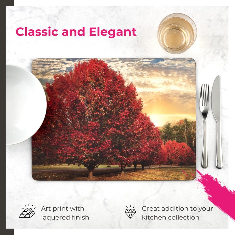 Pimpernel Crimson Trees Set of 4 Placemat Set â€“ (15.7" x 11.7") Cork-Backed Boards with Lacquer Finish, Heat & Stain Resistant Surface, Decorative Dining, Kitchen & Coffee Accessories - Image 3